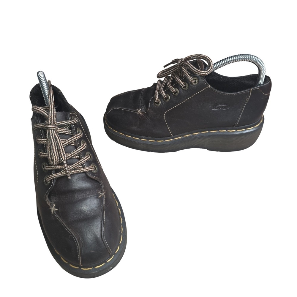 VTG Dr. Martens Platform Oxford Shoes Women 6 Brown Leather Lace Up Chunky 90s
